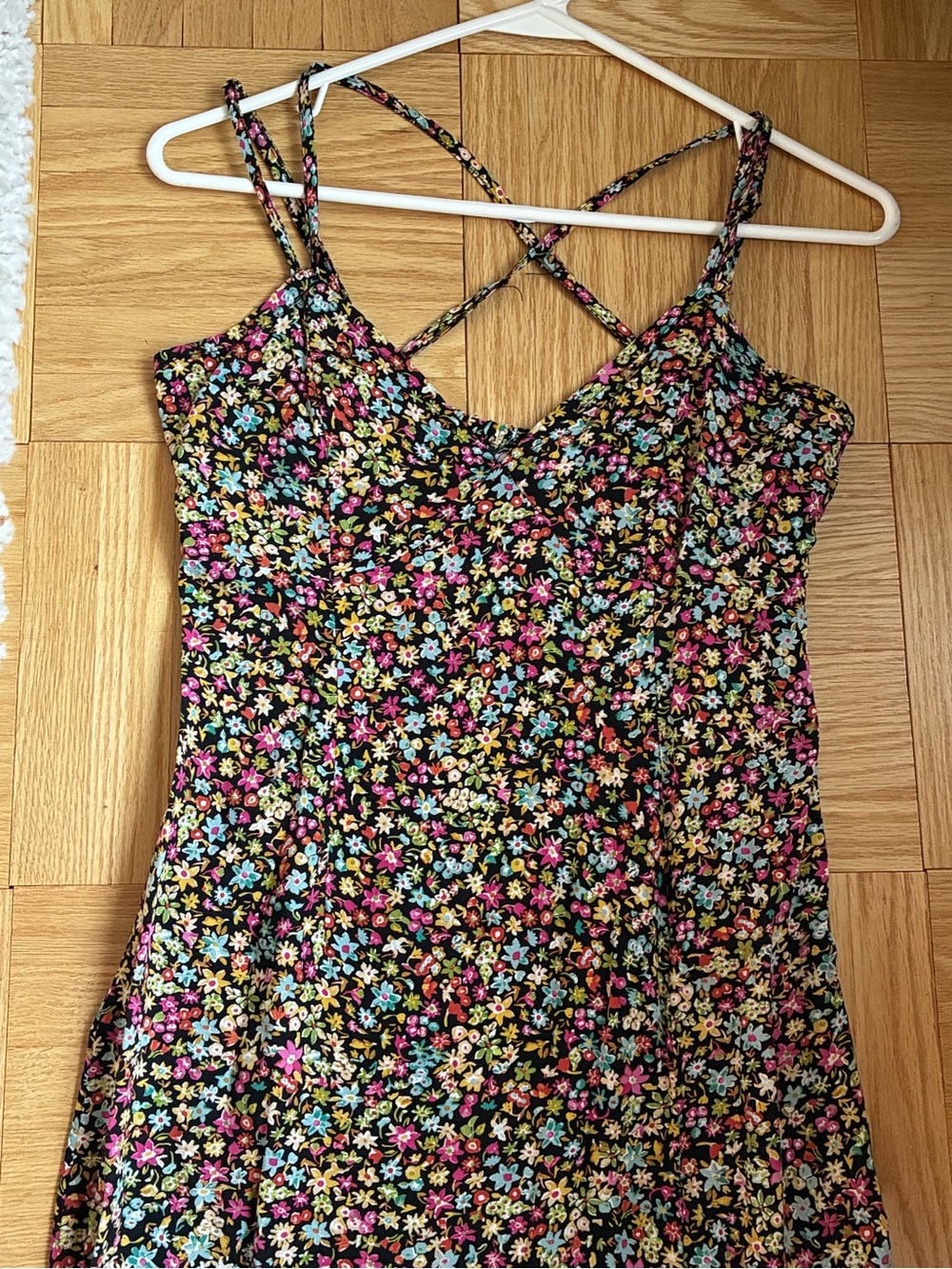 Zara Black Floral Maxi Dress with Multi-Colored Blossoms - Picture 6 of 12
